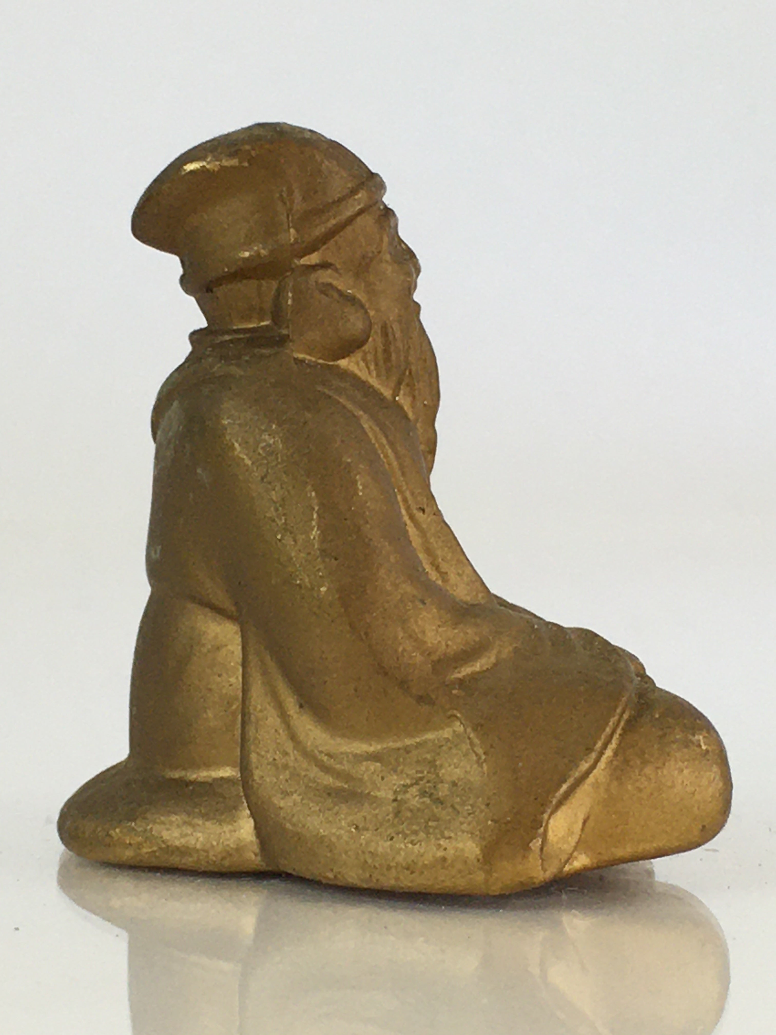 Japanese Small Figurine Vtg 7 Lucky Gods Jyurojin Metal Statue Paperweight JK387