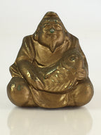 Japanese Small Figurine Vtg Ebisu 7 Lucky Gods Metal Statue Paper Weight JK381