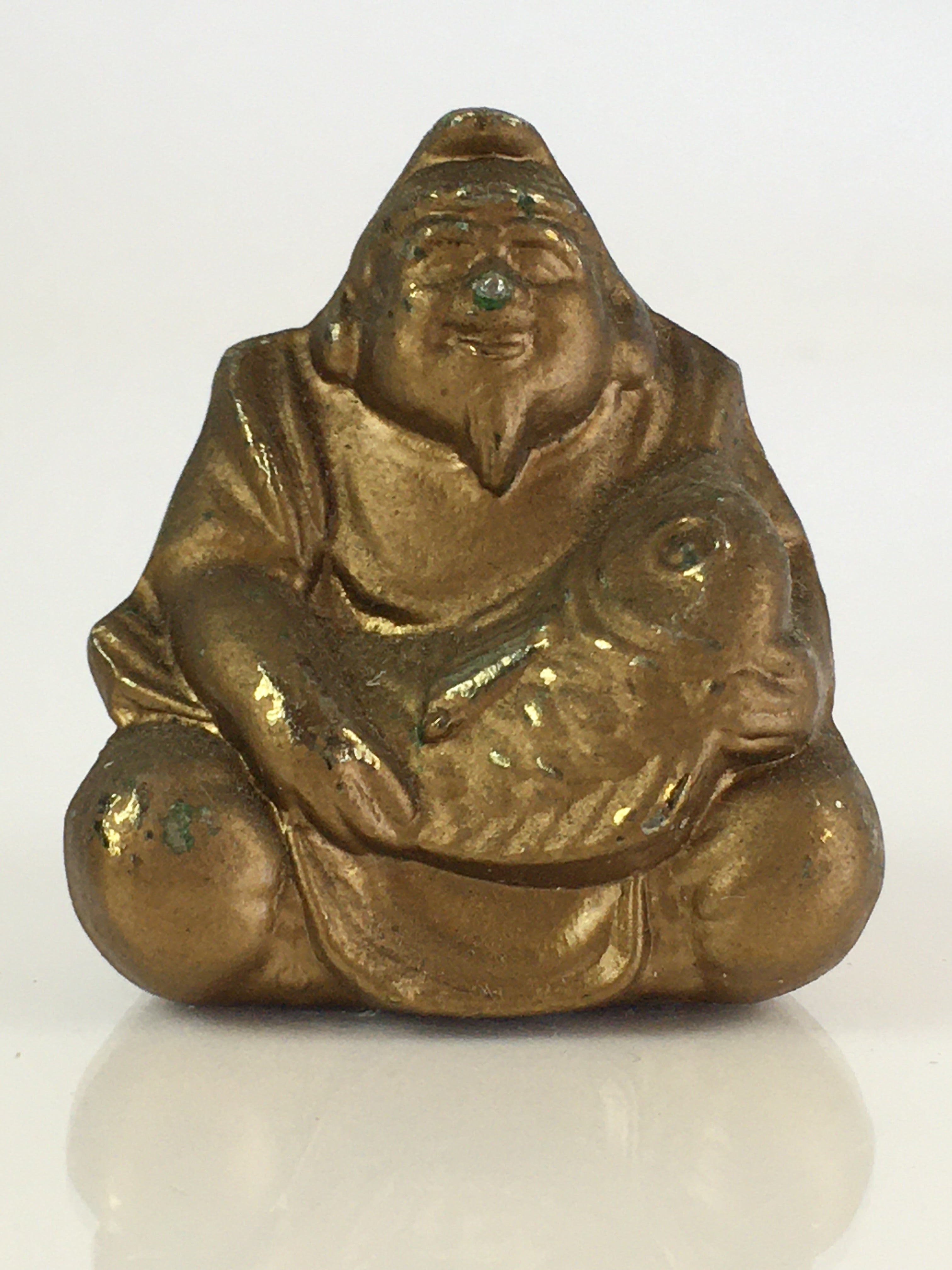Japanese Small Figurine Vtg Ebisu 7 Lucky Gods Metal Statue Paper Weight JK381
