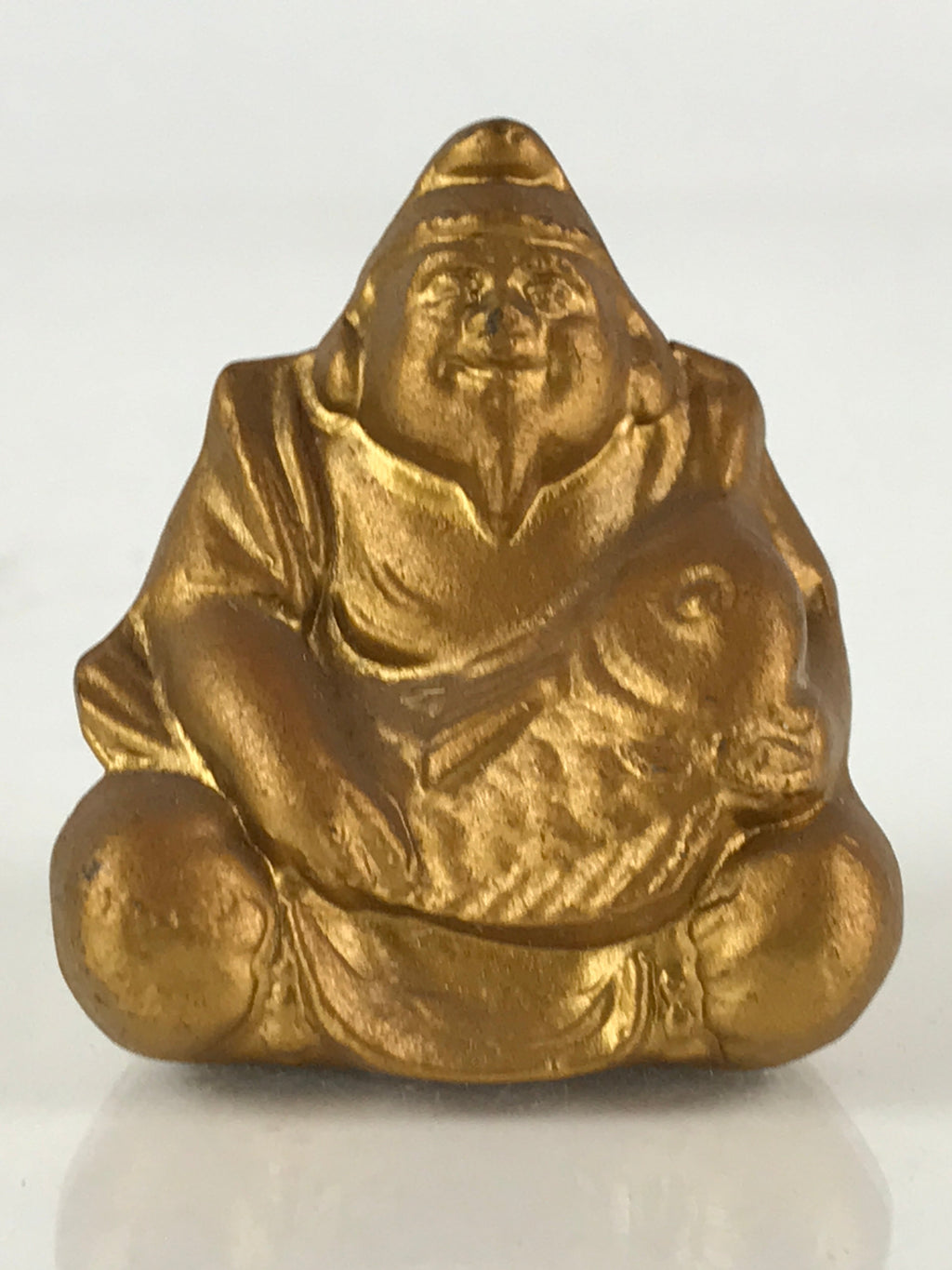 Japanese Small Figurine Vtg Ebisu 7 Lucky Gods Metal Statue Paperweight JK423