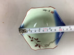 Japanese Small Porcelain 6 Sided Bowl Vtg Kobachi Blue Green Leaf Kanji PT187