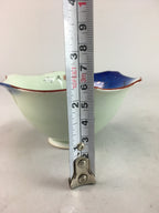Japanese Small Porcelain 6 Sided Bowl Vtg Kobachi Blue Green Leaf Kanji PT187