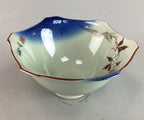 Japanese Small Porcelain 6 Sided Bowl Vtg Kobachi Blue Green Leaf Kanji PT187