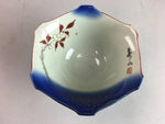 Japanese Small Porcelain 6 Sided Bowl Vtg Kobachi Blue Green Leaf Kanji PT188