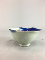 Japanese Small Porcelain 6 Sided Bowl Vtg Kobachi Blue Green Leaf Kanji PT188