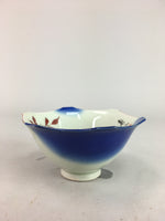 Japanese Small Porcelain 6 Sided Bowl Vtg Kobachi Blue Green Leaf Kanji PT188