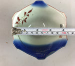 Japanese Small Porcelain 6 Sided Bowl Vtg Kobachi Blue Green Leaf Kanji PT188