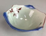 Japanese Small Porcelain 6 Sided Bowl Vtg Kobachi Blue Green Leaf Kanji PT192