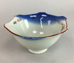 Japanese Small Porcelain 6 Sided Bowl Vtg Kobachi Blue Green Leaf Kanji PT192