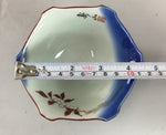 Japanese Small Porcelain 6 Sided Bowl Vtg Kobachi Blue Green Leaf Kanji PT192