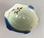 Japanese Small Porcelain 6 Sided Bowl Vtg Kobachi Blue Green Leaf Kanji PT193