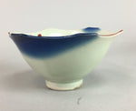 Japanese Small Porcelain 6 Sided Bowl Vtg Kobachi Blue Green Leaf Kanji PT193