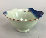 Japanese Small Porcelain 6 Sided Bowl Vtg Kobachi Blue Green Leaf Kanji PT193