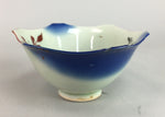 Japanese Small Porcelain 6 Sided Bowl Vtg Kobachi Blue Green Leaf Kanji PT194