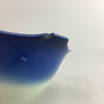 Japanese Small Porcelain 6 Sided Bowl Vtg Kobachi Blue Green Leaf Kanji PT194