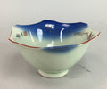 Japanese Small Porcelain 6 Sided Bowl Vtg Kobachi Blue Green Leaf Kanji PT194