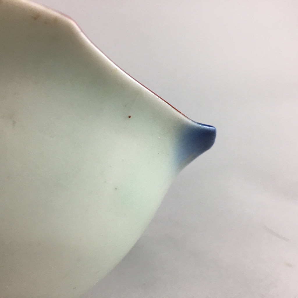Japanese Small Porcelain 6 Sided Bowl Vtg Kobachi Blue Green Leaf Kanji PT195