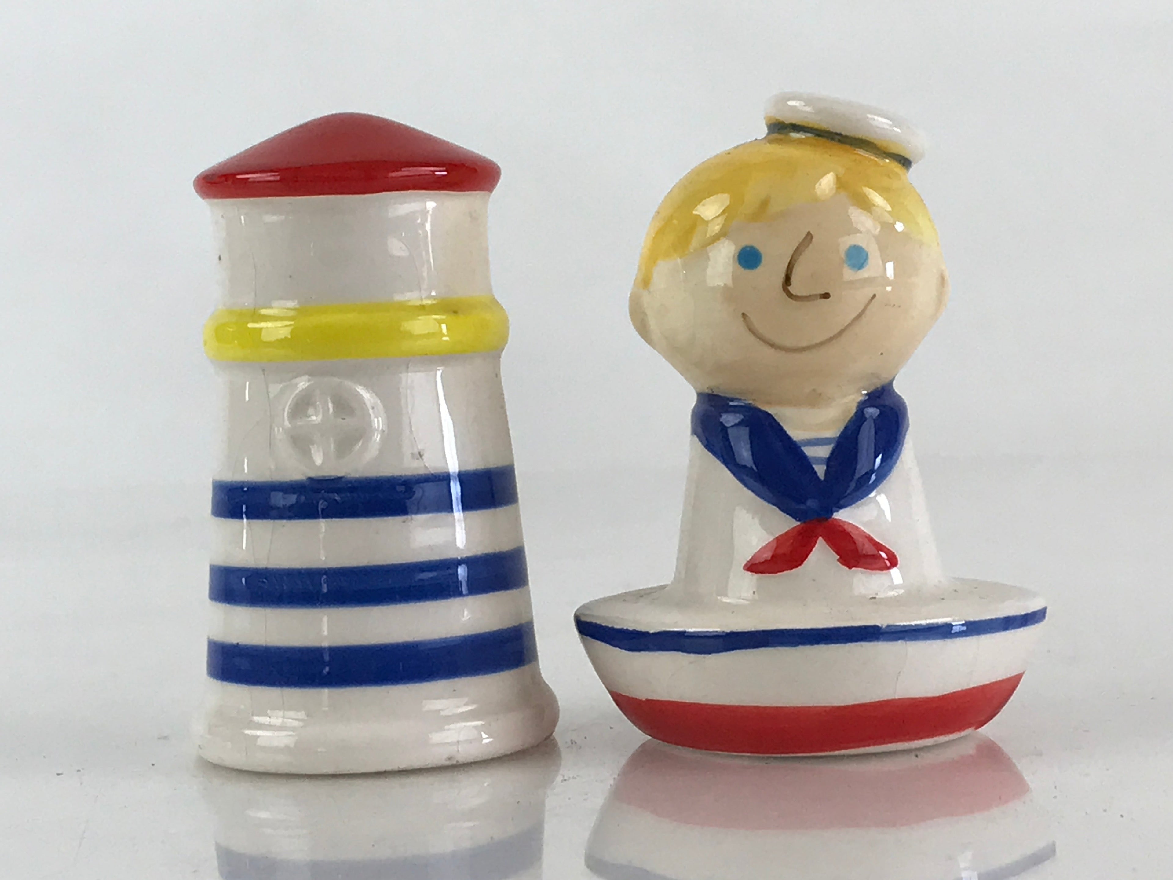 Japanese Small Sailor And Lighthouse Figurine Vtg Room Interior Decoration JK474