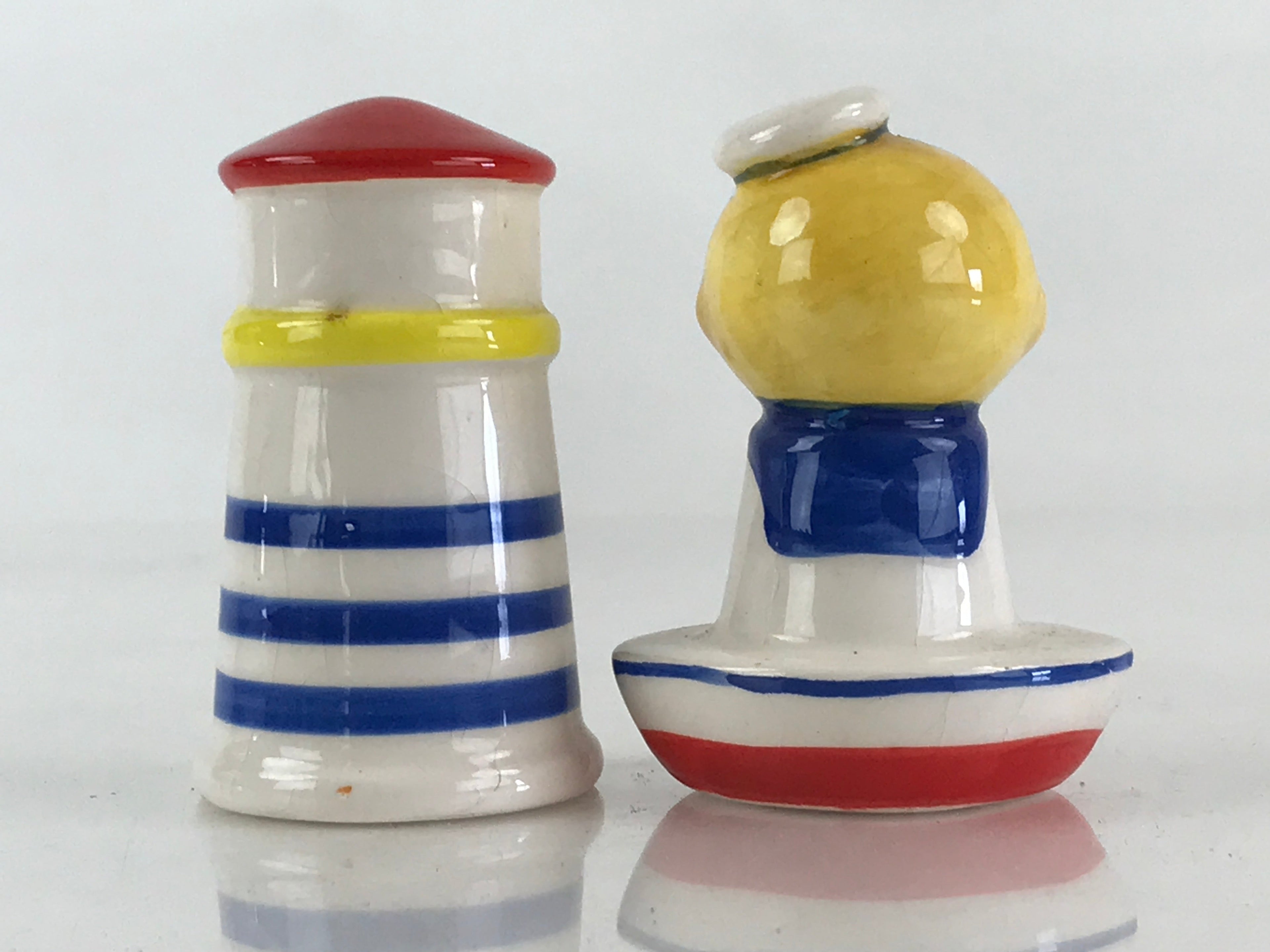 Japanese Small Sailor And Lighthouse Figurine Vtg Room Interior Decoration JK474