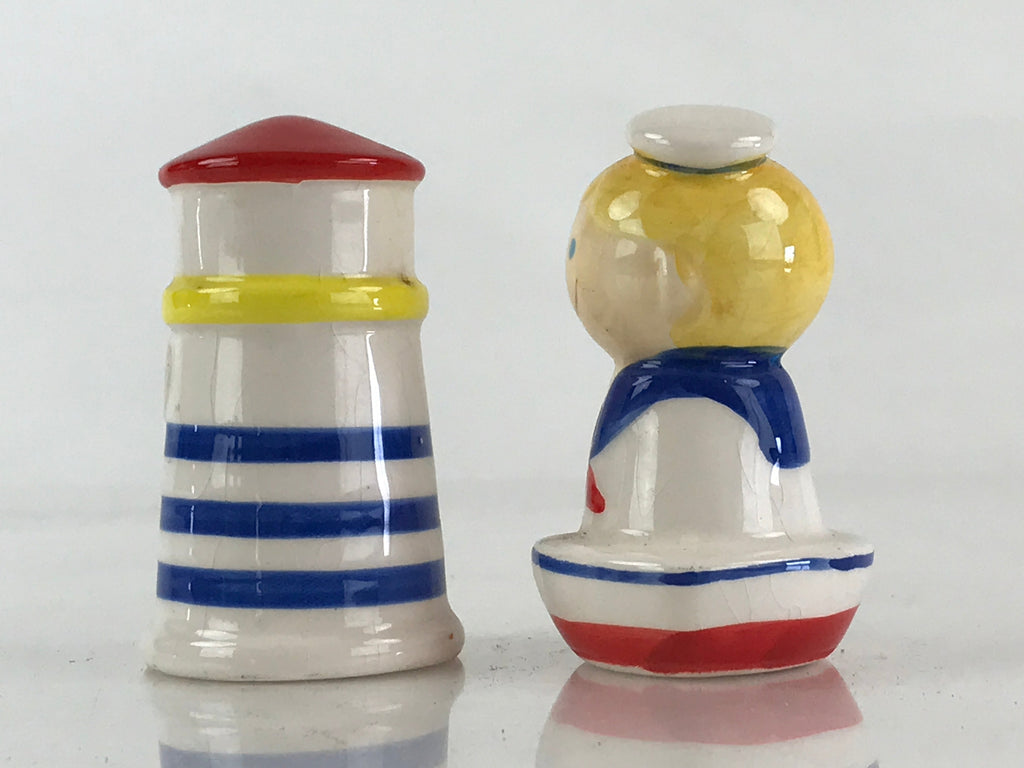 Japanese Small Sailor And Lighthouse Figurine Vtg Room Interior Decoration JK474