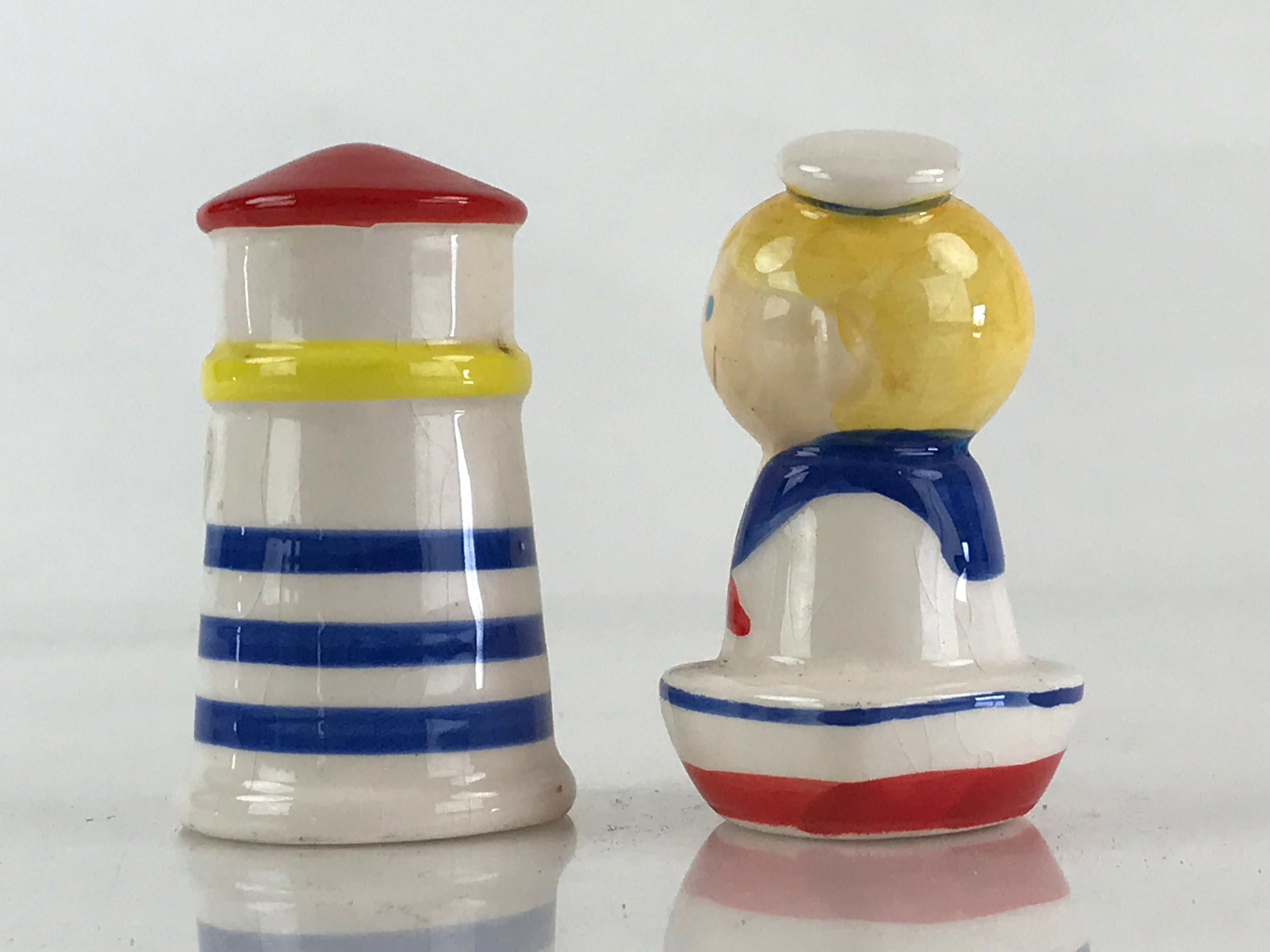 Japanese Small Sailor And Lighthouse Figurine Vtg Room Interior Decoration JK474