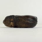 Japanese Small Stone Figurine Vtg Stone sculpture Cat Brown Okimono JK317