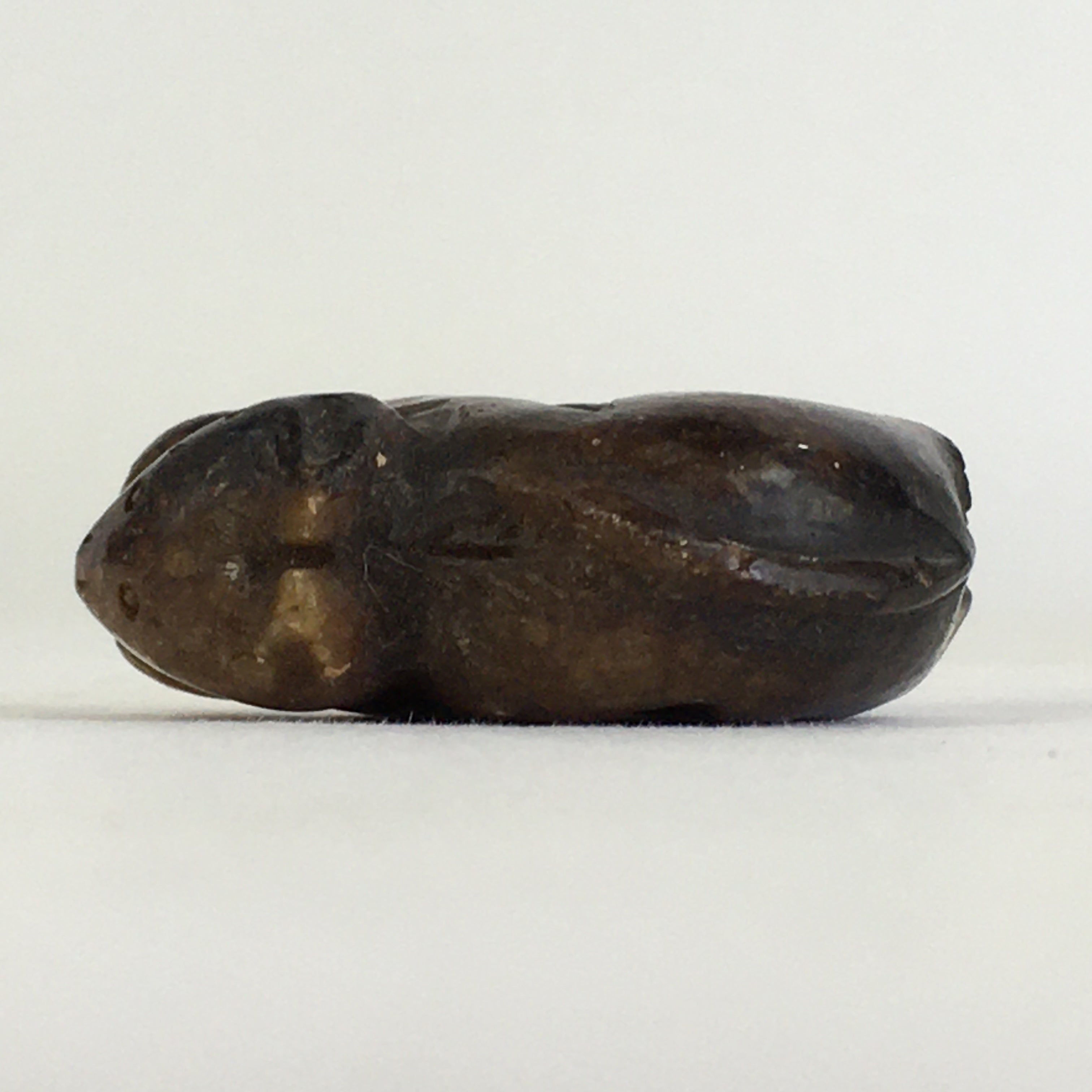 Japanese Small Stone Figurine Vtg Stone sculpture Cat Brown Okimono JK317