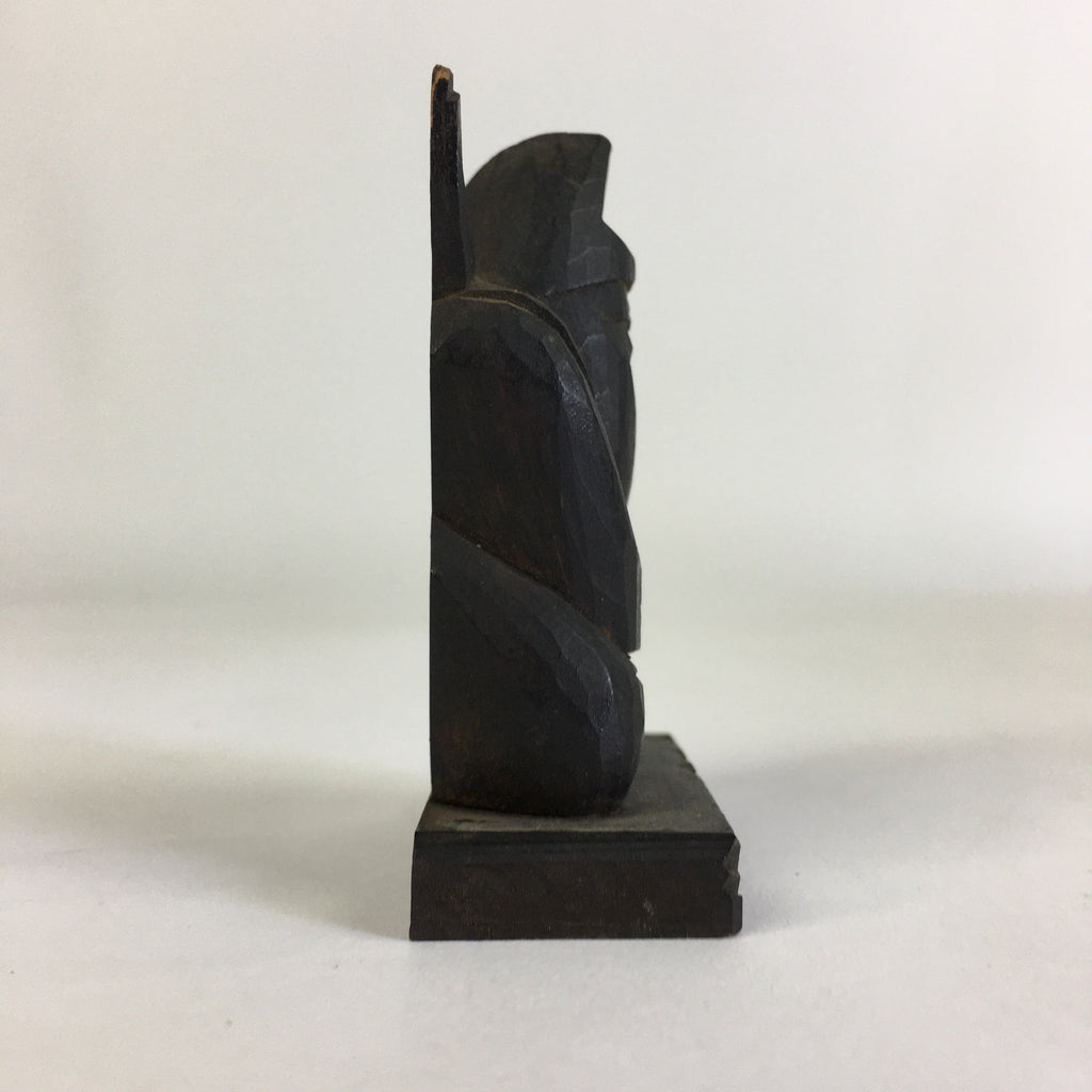 Japanese Small Wood Figurine Vtg Woodcraft Ebisu Black Okimono JK318