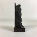 Japanese Small Wood Figurine Vtg Woodcraft Ebisu Black Okimono JK318