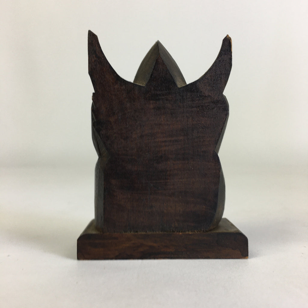Japanese Small Wood Figurine Vtg Woodcraft Ebisu Black Okimono JK318