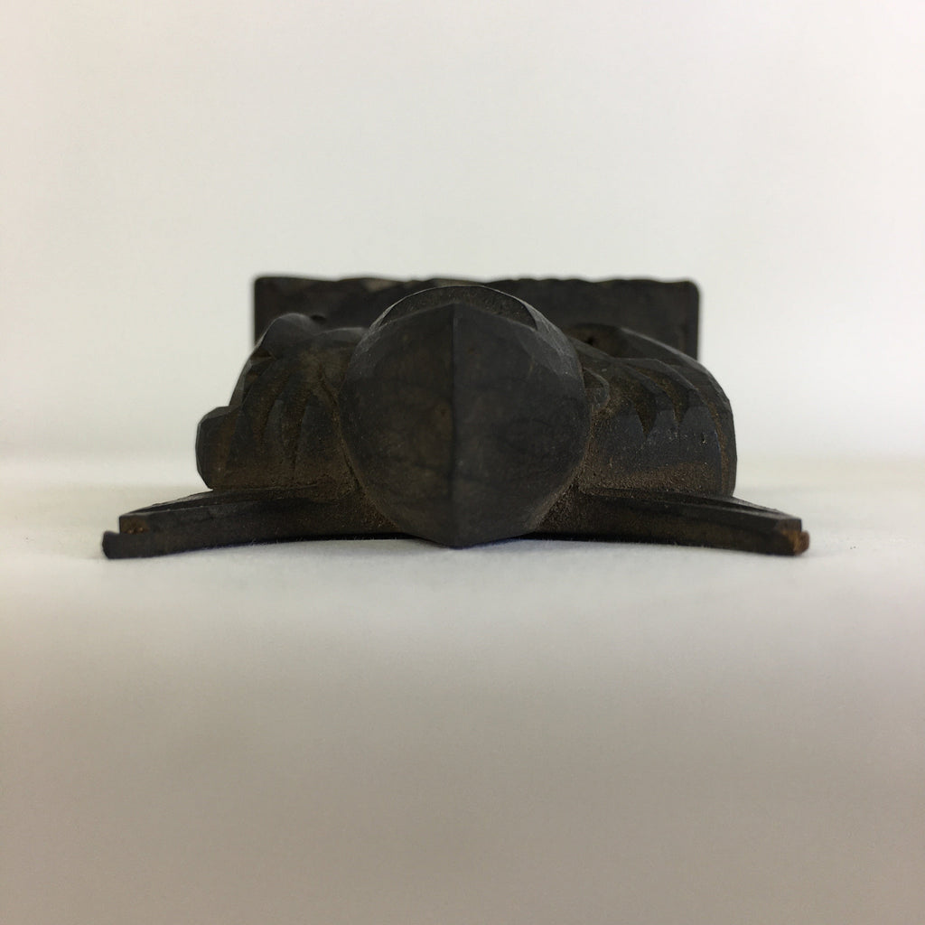 Japanese Small Wood Figurine Vtg Woodcraft Ebisu Black Okimono JK318