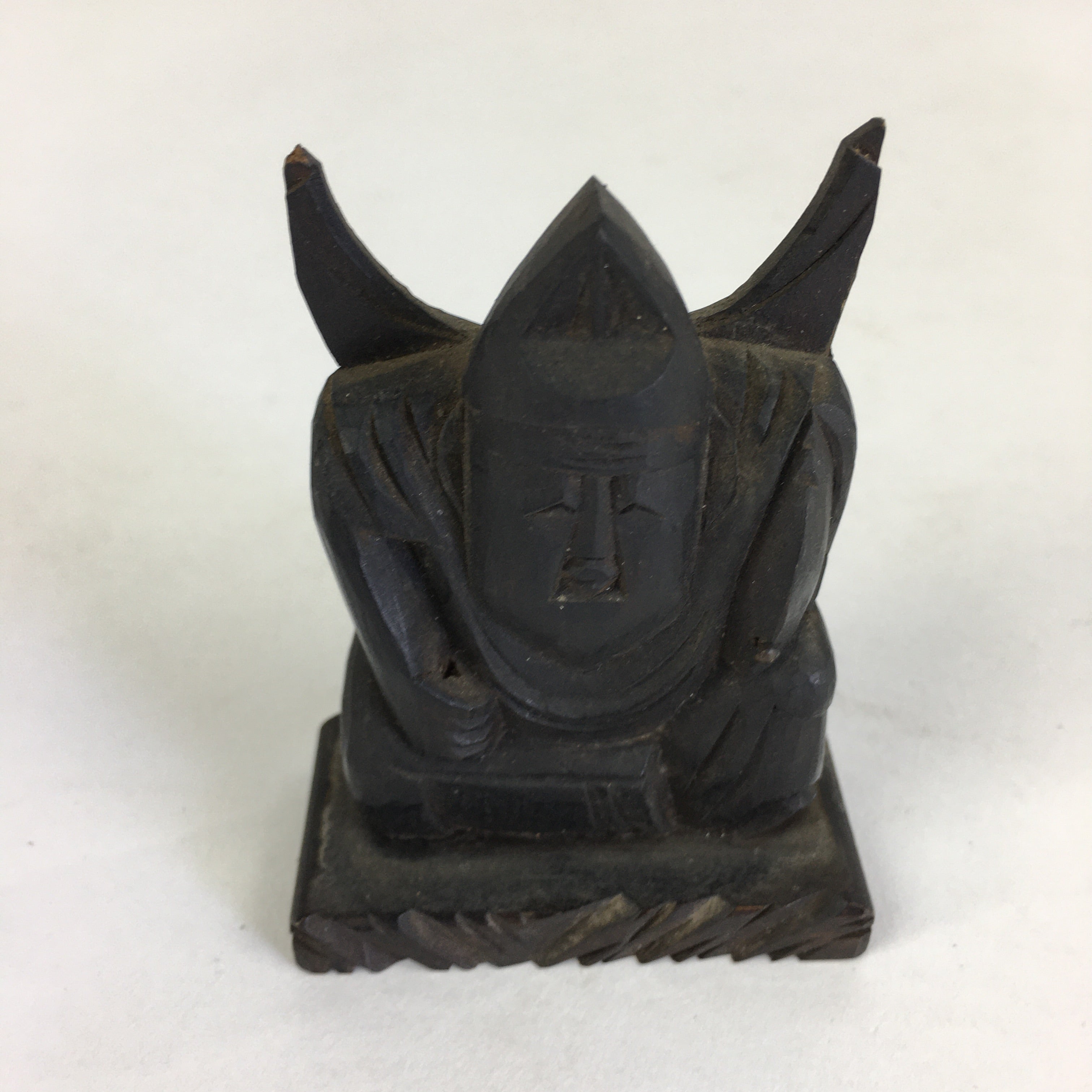Japanese Small Wood Figurine Vtg Woodcraft Ebisu Black Okimono JK318