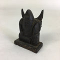 Japanese Small Wood Figurine Vtg Woodcraft Ebisu Black Okimono JK318