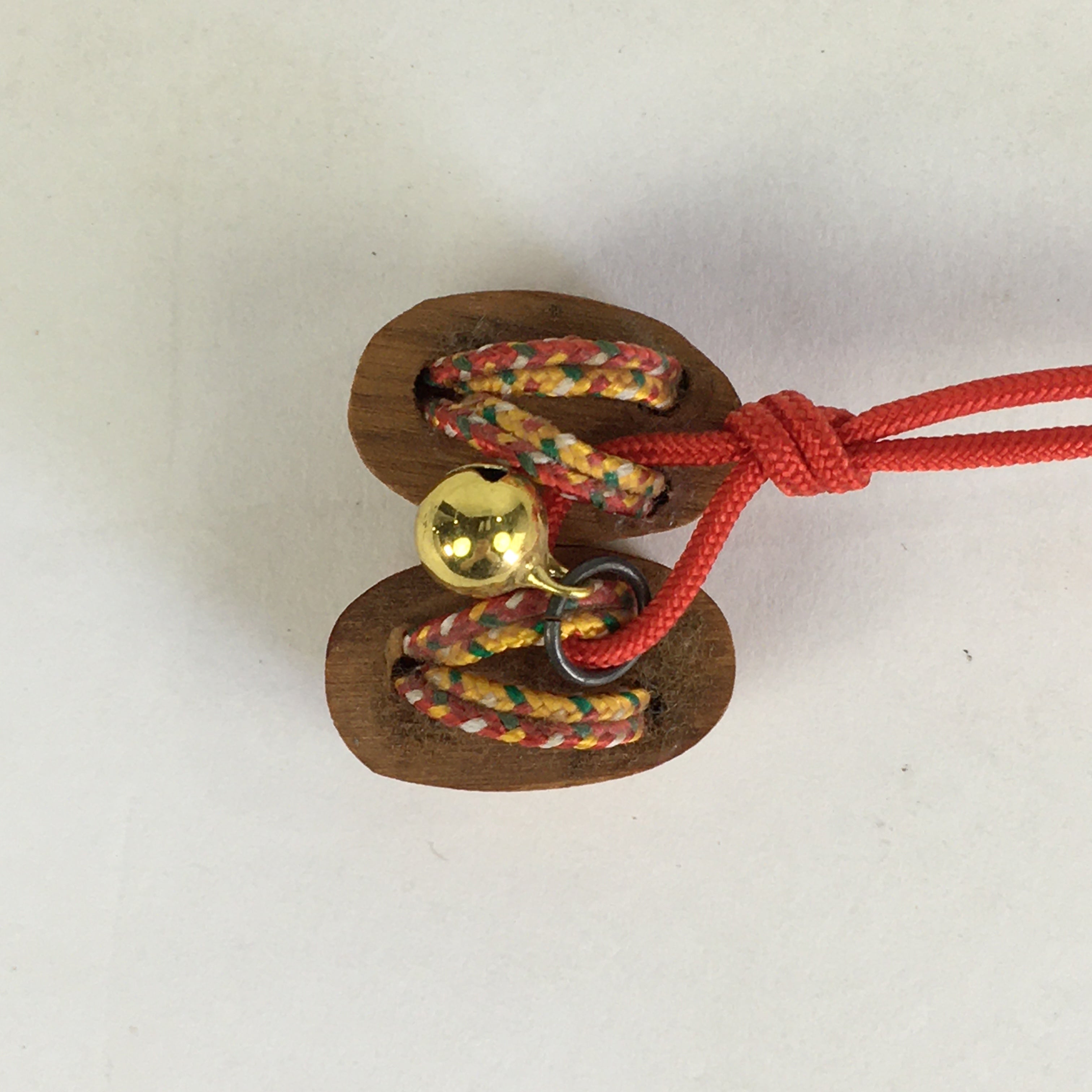 Japanese Small Wood Figurine Vtg Woodcraft Wooden Clogs Strap JK319