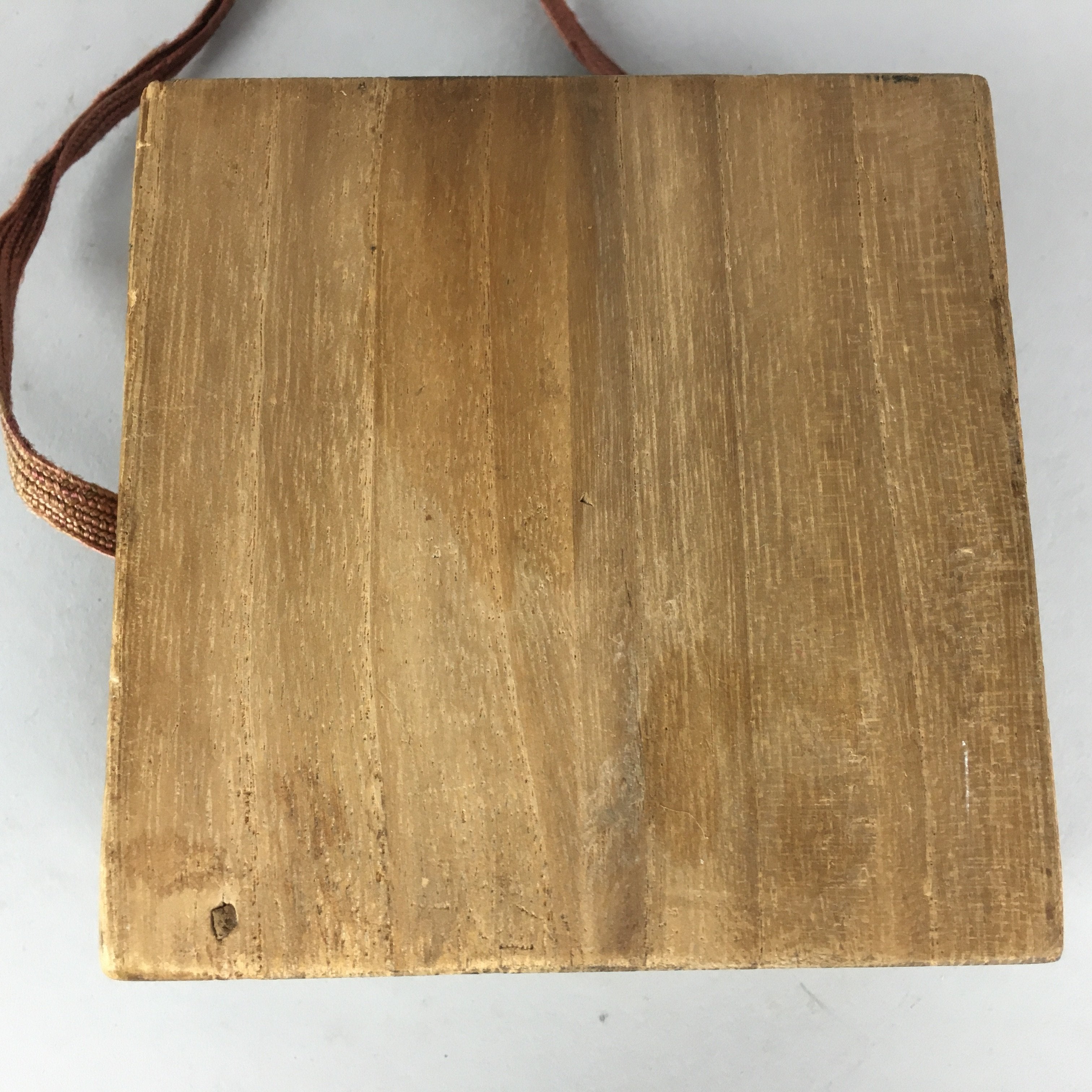 Japanese Small Wood Storage Box Vtg Hako Ribbon Inside 8x8x3.5cm WB776