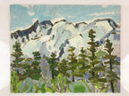 Japanese Snowy Mountain View Oil Painting Landscape Original Unsigned FL178