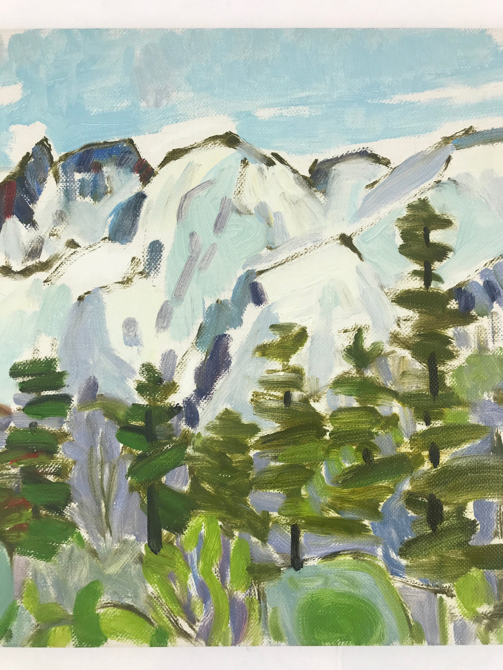 Japanese Snowy Mountain View Oil Painting Landscape Original Unsigned FL178