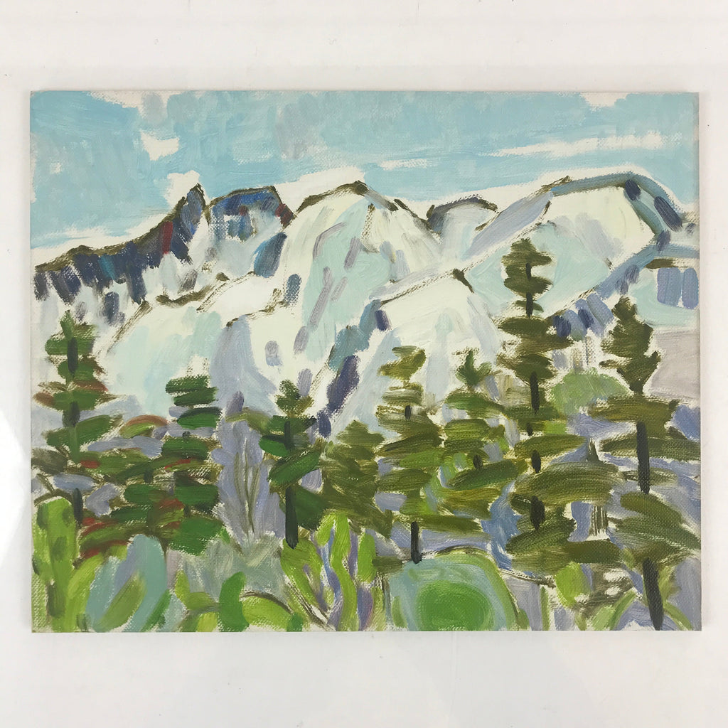 Japanese Snowy Mountain View Oil Painting Landscape Original Unsigned FL178