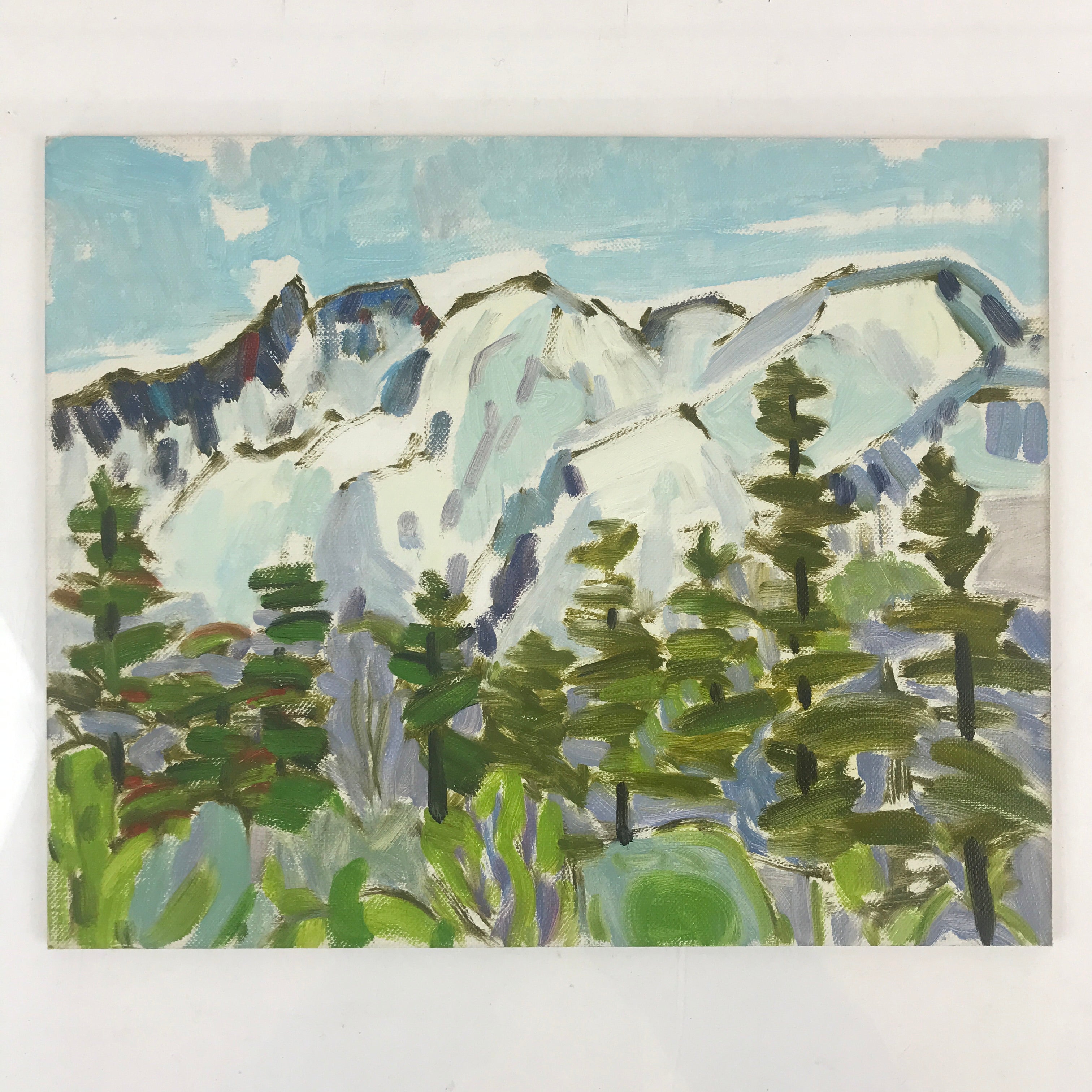 Japanese Snowy Mountain View Oil Painting Landscape Original Unsigned FL178
