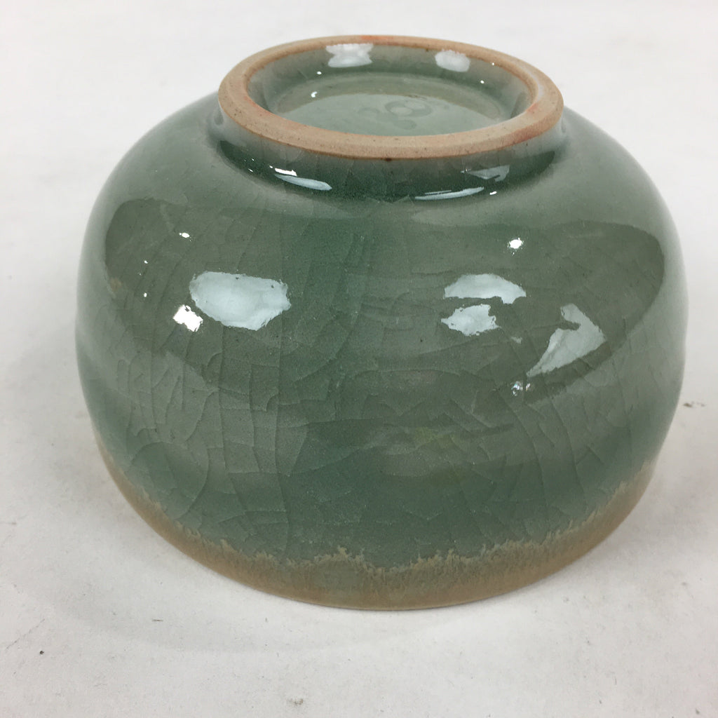 Japanese Soma Ware Ceramic Green Tea Bowl Vtg Chawan Boxed Pottery PX599