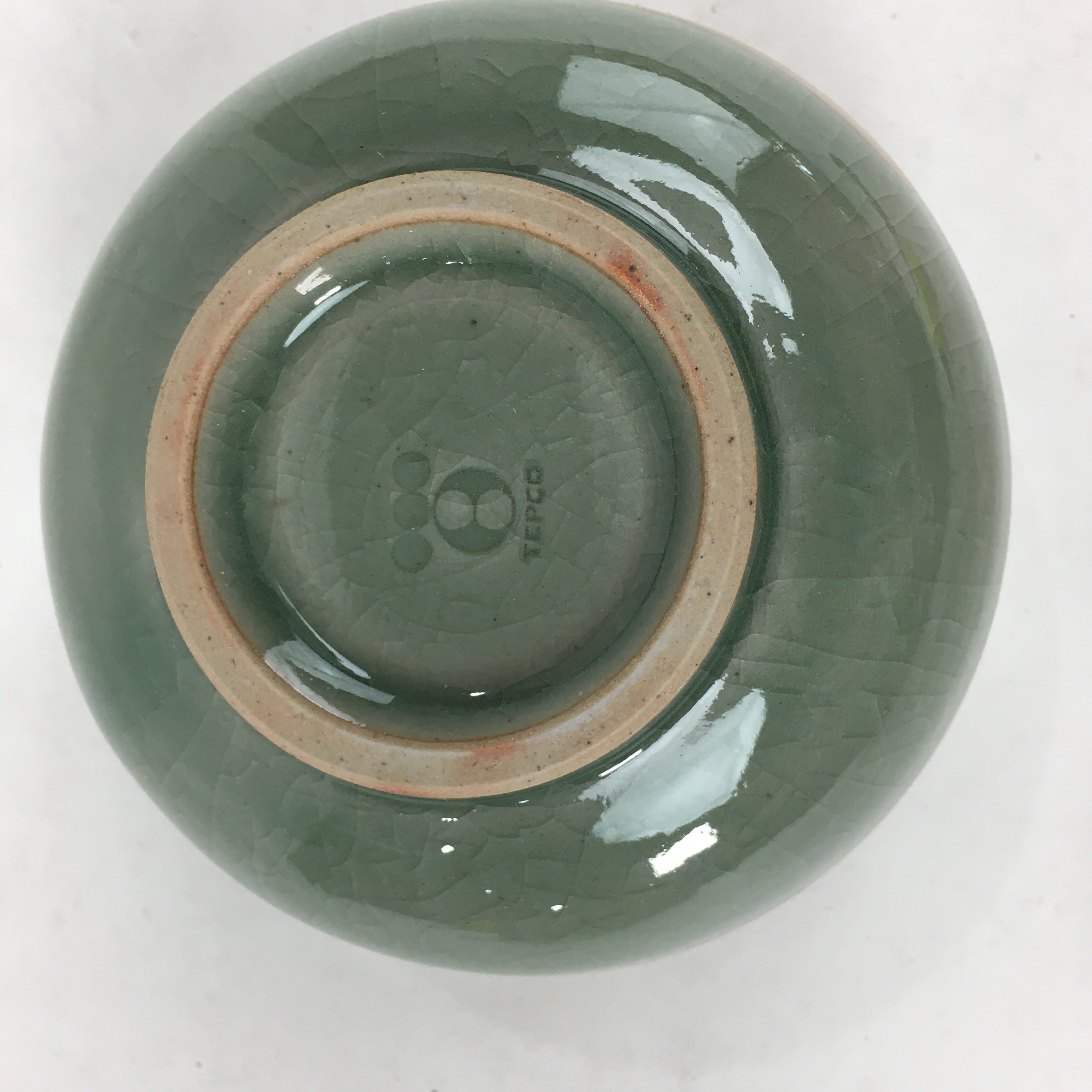Japanese Soma Ware Ceramic Green Tea Bowl Vtg Chawan Boxed Pottery PX599
