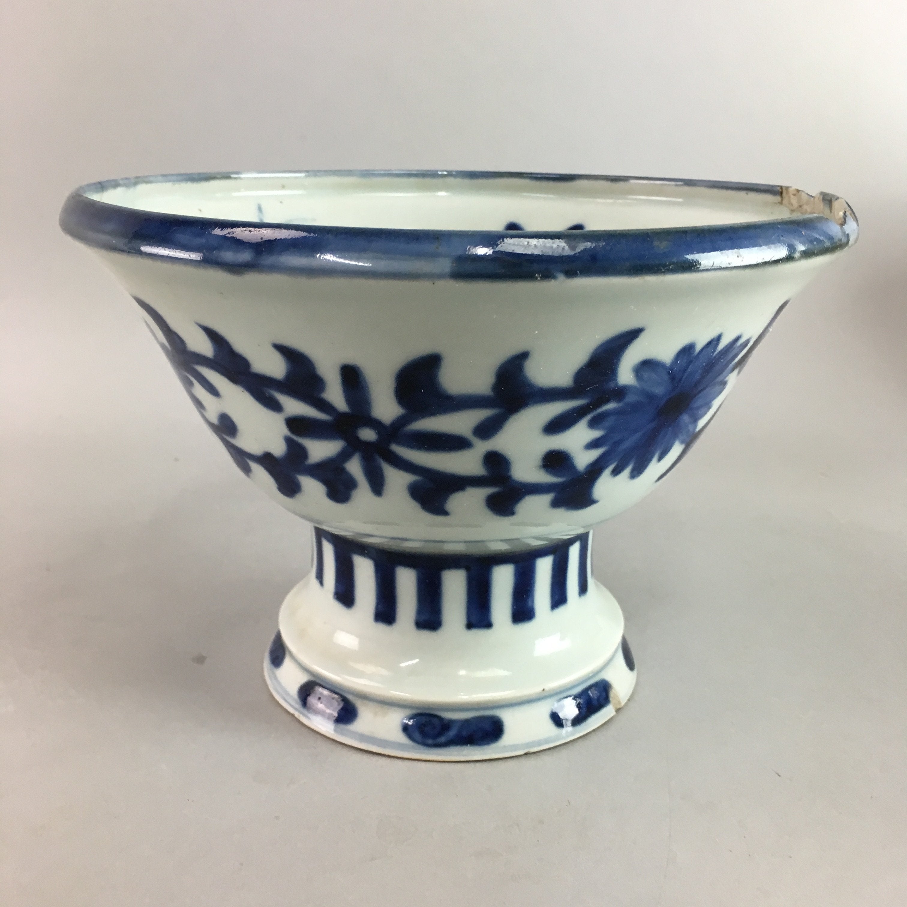 Japanese Sometsuke Haisen Sake Cup Washing Basin Meiji Era 1900 Porcelain PT818