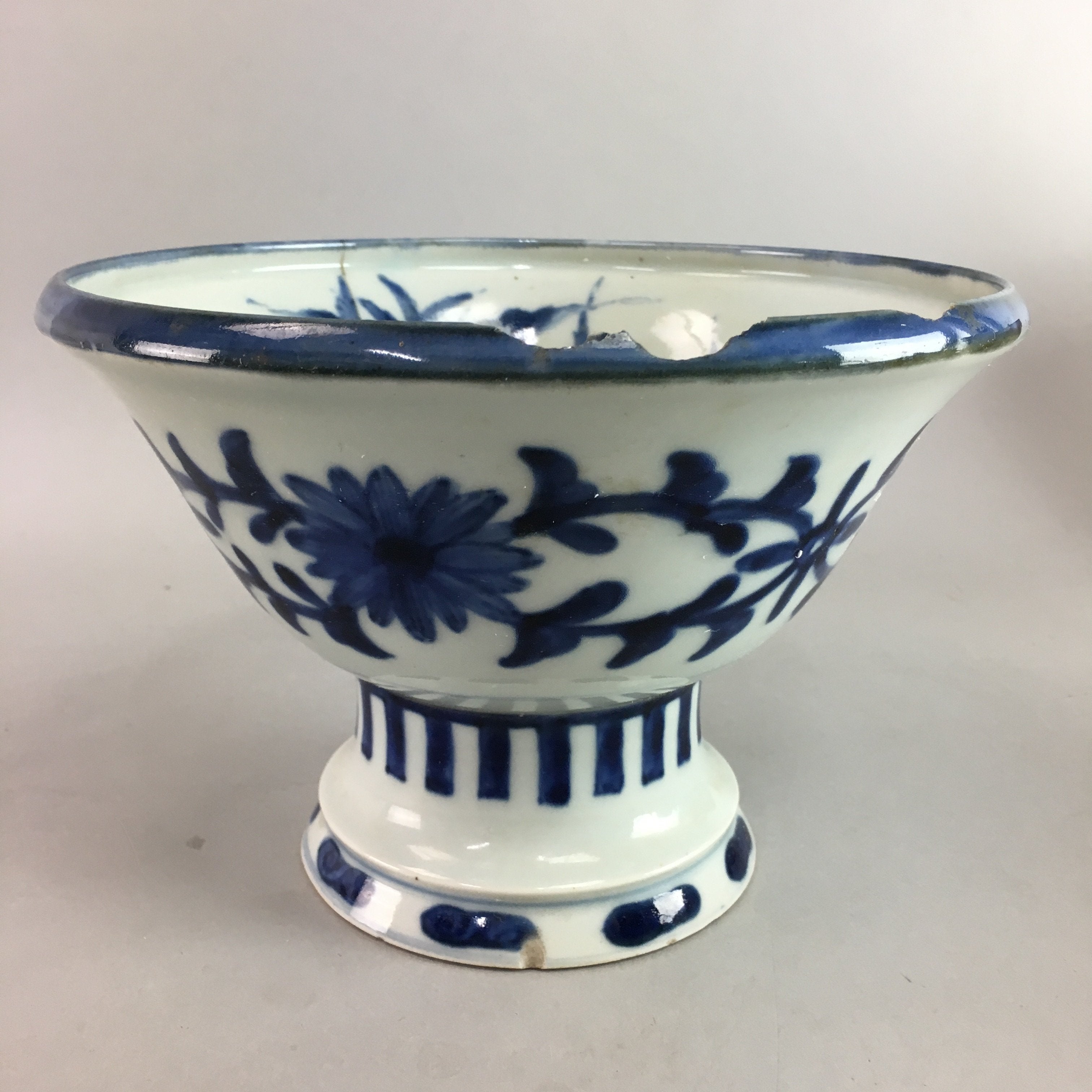 Japanese Sometsuke Haisen Sake Cup Washing Basin Meiji Era 1900 Porcelain PT818