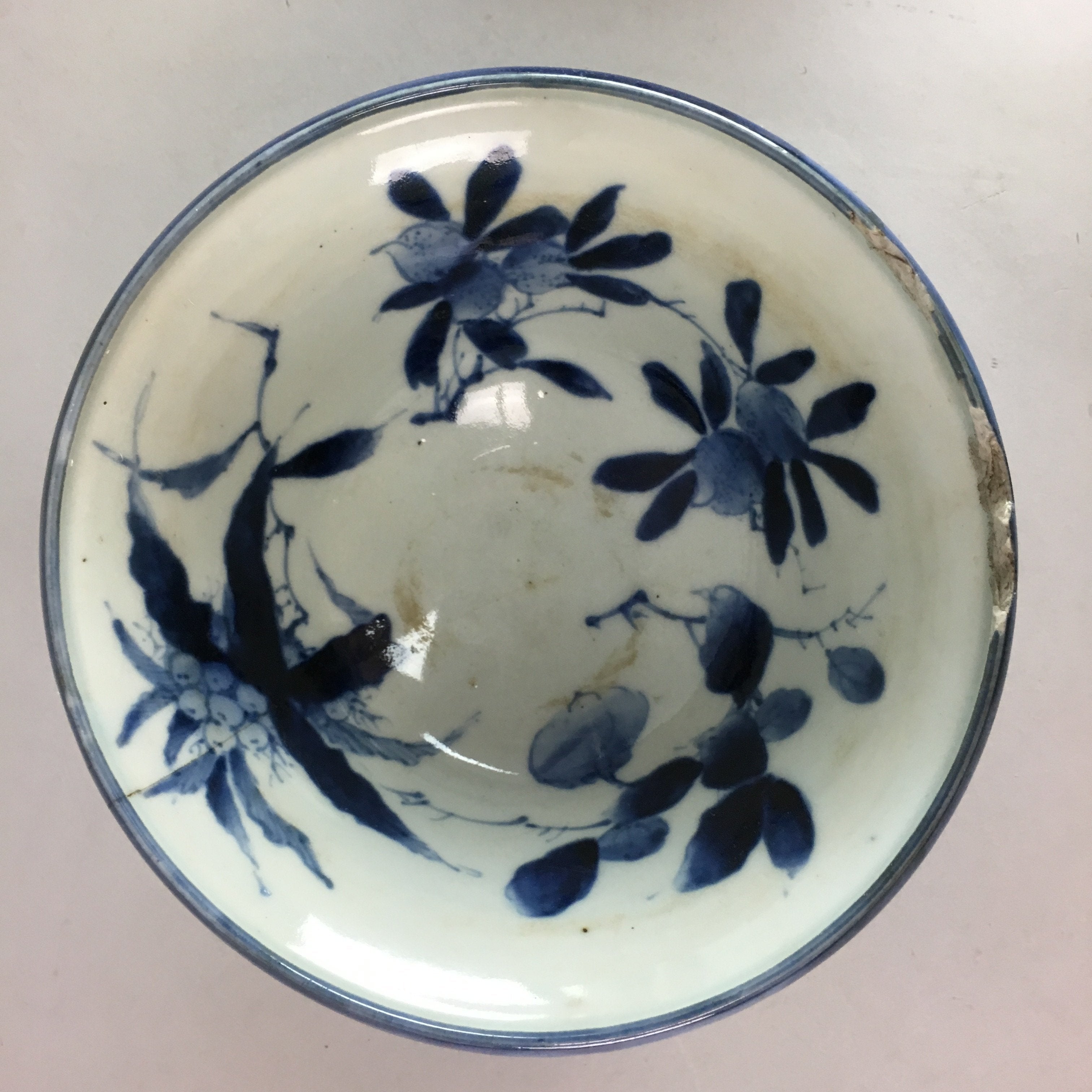 Japanese Sometsuke Haisen Sake Cup Washing Basin Meiji Era 1900 Porcelain PT818