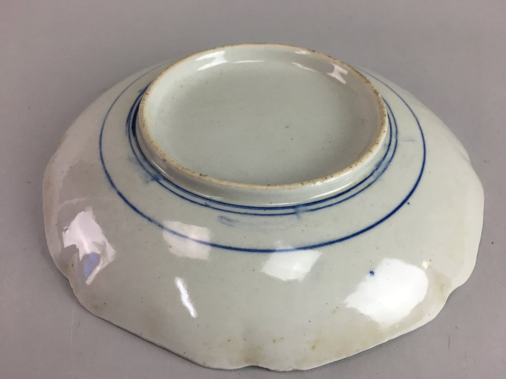 Japanese Sometsuke Porcelain Plate Vtg Floral Flower Vine Leaf Blue White PT488