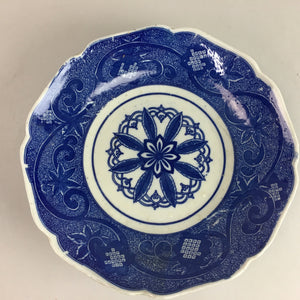 Japanese Sometsuke Porcelain Plate Vtg Floral Flower Vine Leaf Blue White PT488