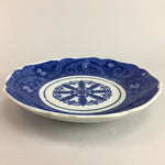 Japanese Sometsuke Porcelain Plate Vtg Floral Flower Vine Leaf Blue White PT489