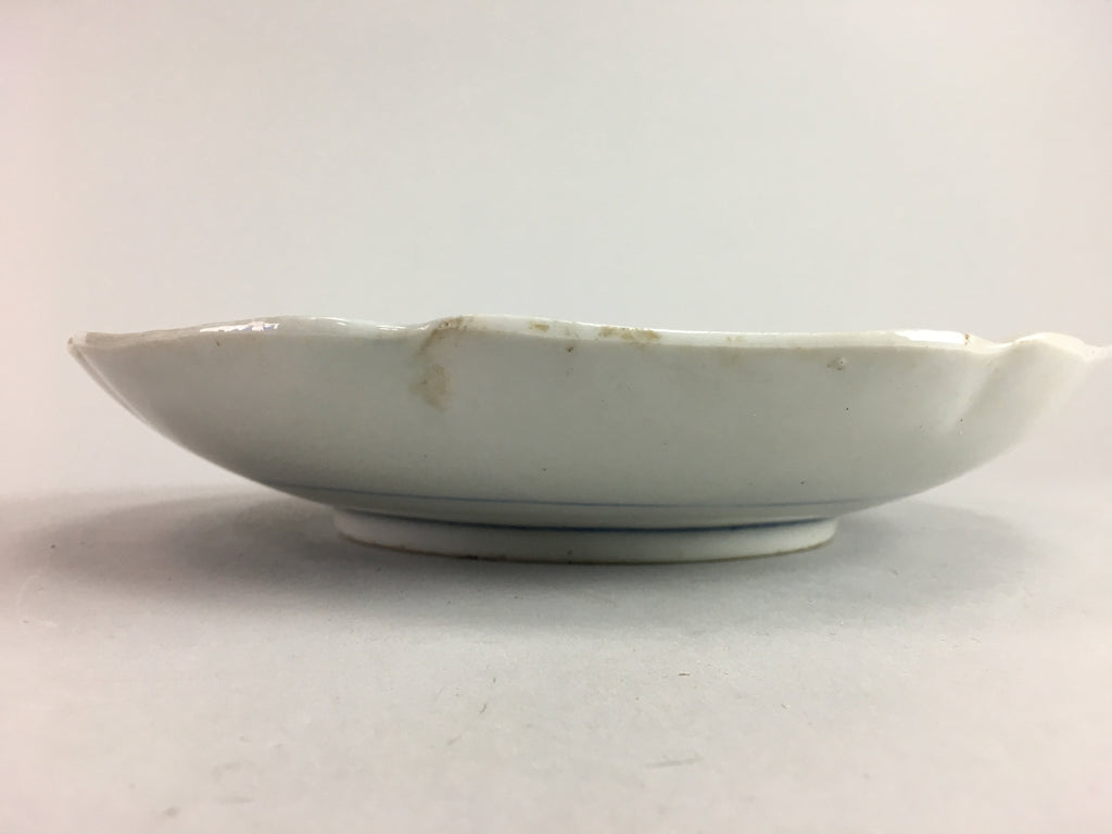 Japanese Sometsuke Porcelain Plate Vtg Floral Flower Vine Leaf Blue White PT489