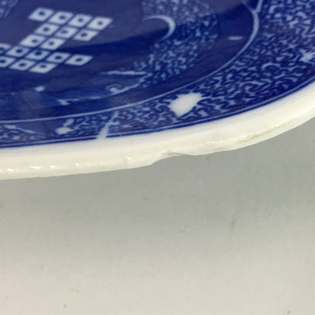 Japanese Sometsuke Porcelain Plate Vtg Floral Flower Vine Leaf Blue White PT489
