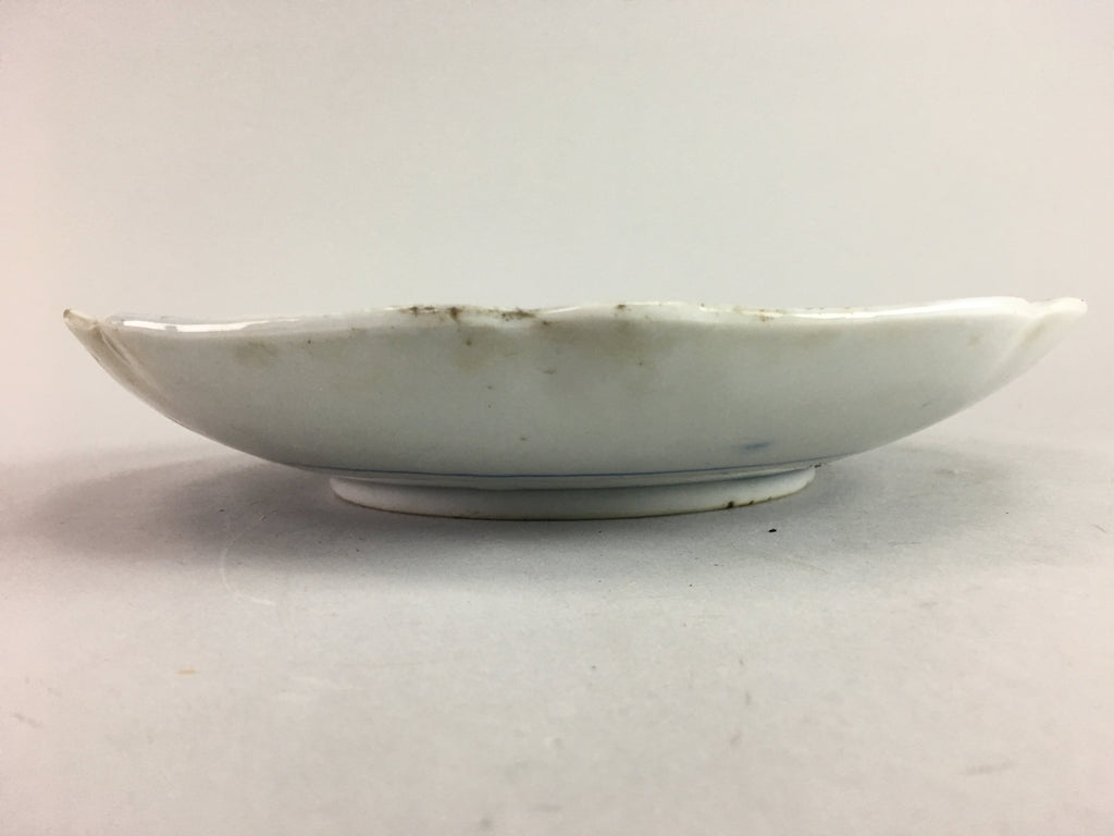 Japanese Sometsuke Porcelain Plate Vtg Floral Flower Vine Leaf Blue White PT490